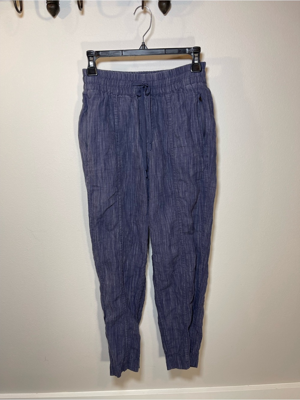 Athleta Retreat Linen High Rise Tapered Ankle Pants Blue - XXS